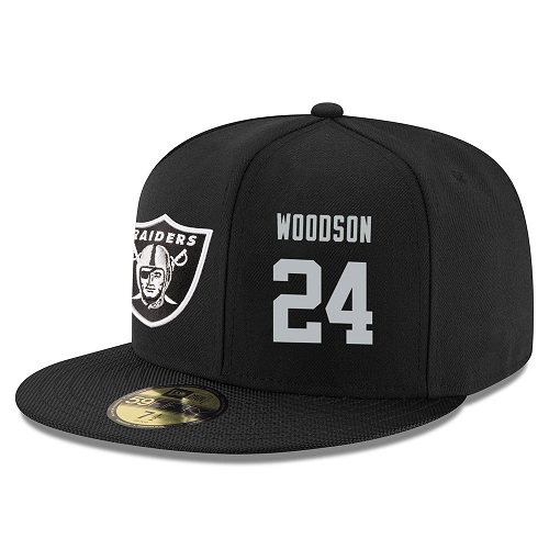 NFL Oakland Raiders #24 Charles Woodson Stitched Snapback Adjustable Player Hat - Black/Silver